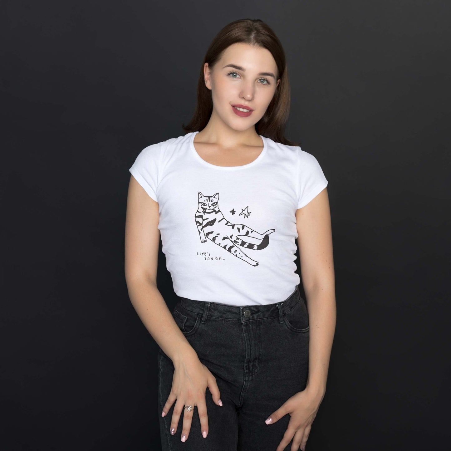 Camiseta Baby Look "Gatinho de Saco Cheio"